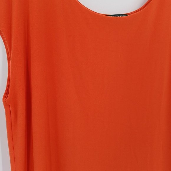 RALPH LAUREN L Orange Dress Sheath Fitting Lined Cap Sleeve Stretch Fall Heavy - Picture 5 of 12